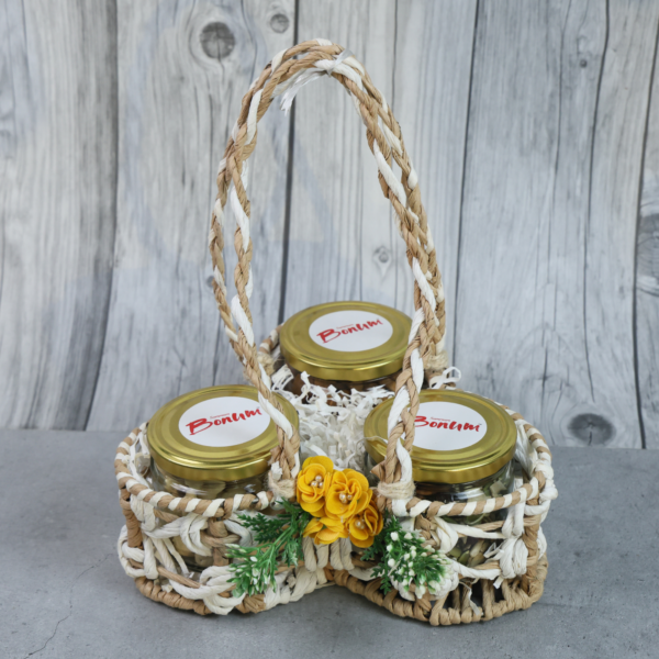 Three Jar Cane Basket