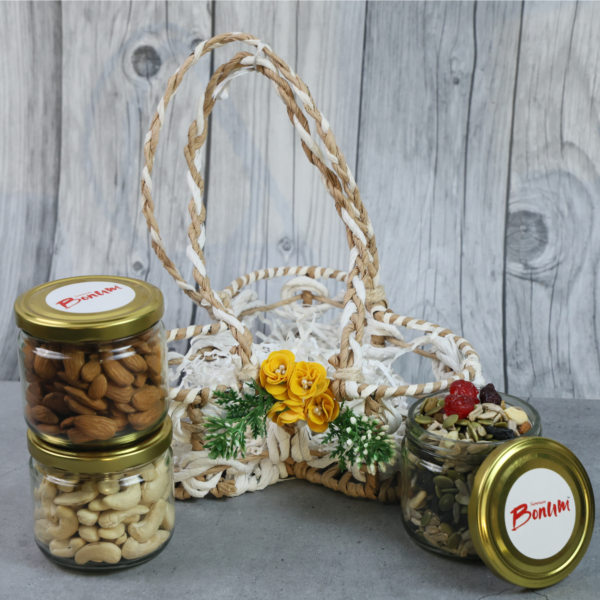 Three Jar Cane Basket